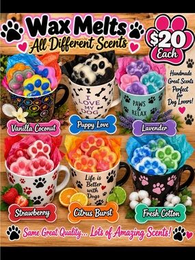 Paw Print Wax Melts Assorted Scents - Multi-Color